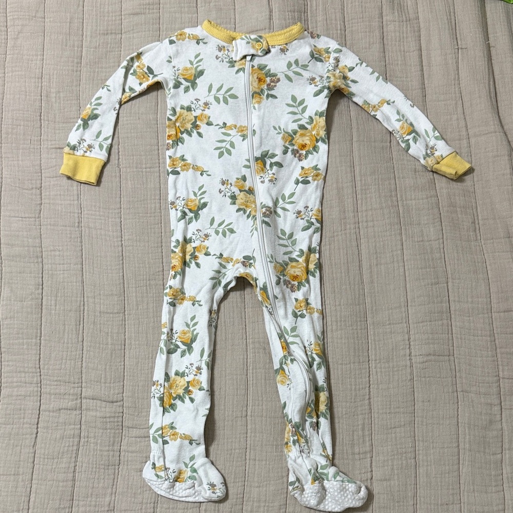 Gerber Yellow Floral Kids Pajama Footies